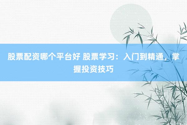 股票配資哪個(gè)平臺(tái)好 股票學(xué)習(xí)：入門到精通，掌握投資技巧
