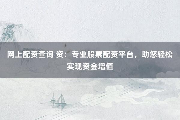 網(wǎng)上配資查詢 資：專業(yè)股票配資平臺，助您輕松實現(xiàn)資金增值