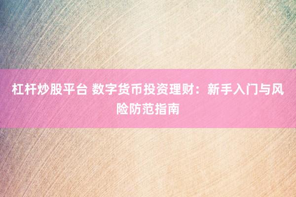 杠桿炒股平臺 數(shù)字貨幣投資理財：新手入門與風(fēng)險防范指南