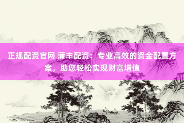 正規(guī)配資官網 蒲豐配資：專業(yè)高效的資金配置方案，助您輕松實現(xiàn)財富增值