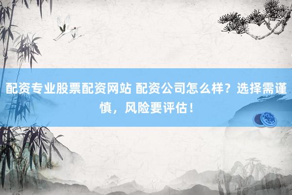 配資專業(yè)股票配資網(wǎng)站 配資公司怎么樣？選擇需謹(jǐn)慎，風(fēng)險要評估！