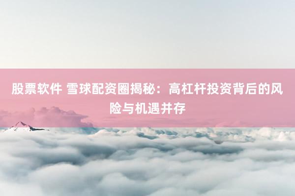 股票軟件 雪球配資圈揭秘：高杠桿投資背后的風險與機遇并存